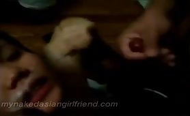 sweet asian slut gets a nice thick cum mustache by 2 guys 